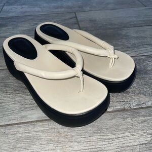 Platform Wedge Thong Sandals, IVORY From Source Unknown, design by Maryam